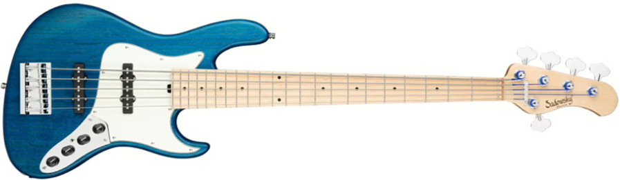 Sadowsky Will Lee 22-fret Ash 5c Metroline Signature All Active Mn - Ocean Blue Transparent Satin - Basse Électrique Solid Body - Main picture