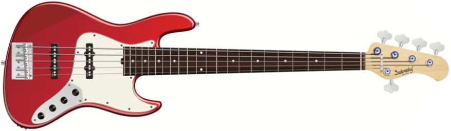 Sadowsky Will Lee 22-fret Ash 5c Metroline Signature All Active Mn - Solid Candy Apple Red Metallic - Basse Électrique Solid Body - Main picture