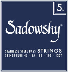 Cordes basse électrique Sadowsky SBS 45B Electric Bass String 5-String Set Blue Label Stainless Steel Taperwound 045-130T - Jeu de 5 cordes