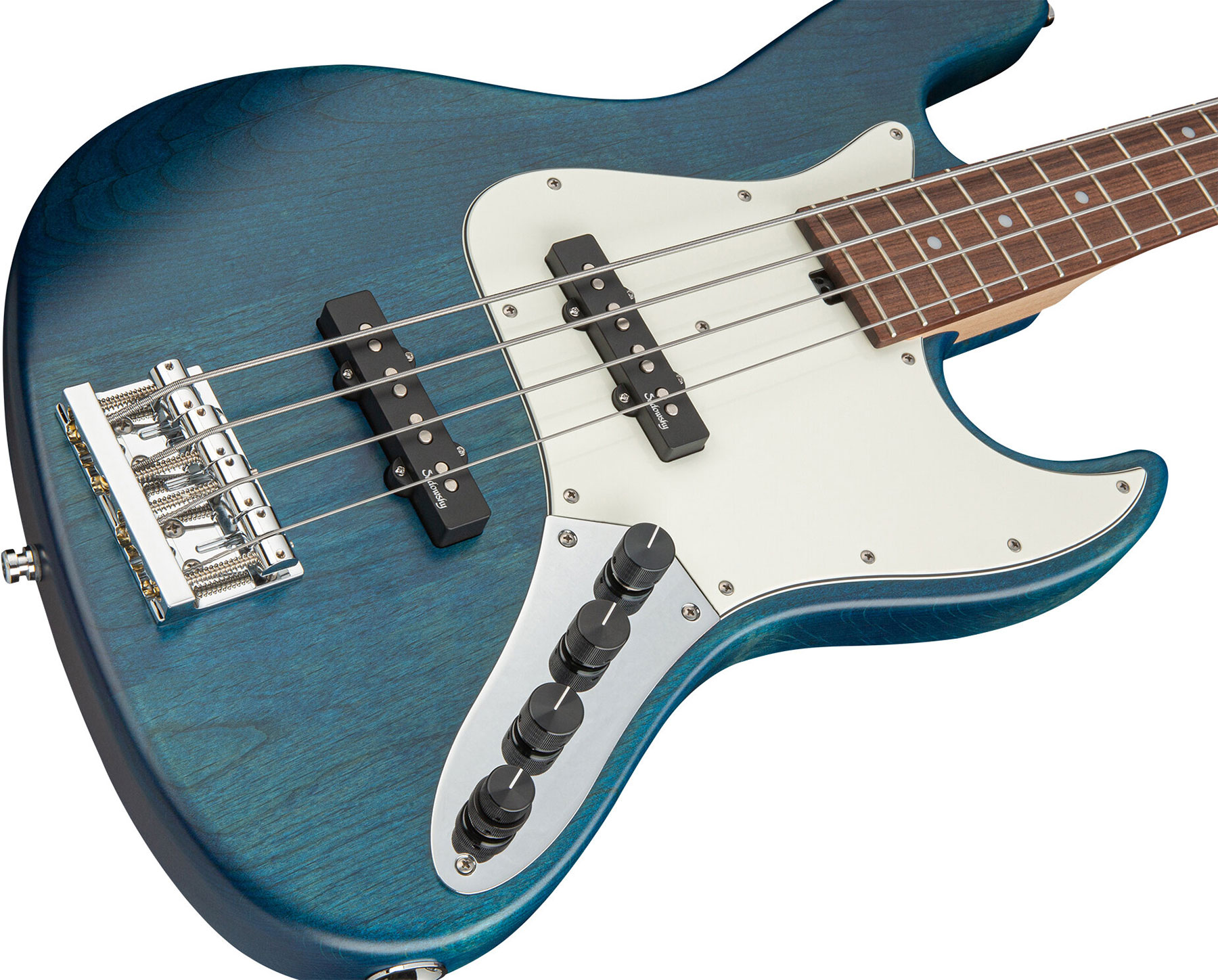 Sadowsky Vintage J/j Bass 21 Fret Alder 4c Metroline All Active Mor - Blue Transparent Satin - Basse Électrique Solid Body - Variation 2