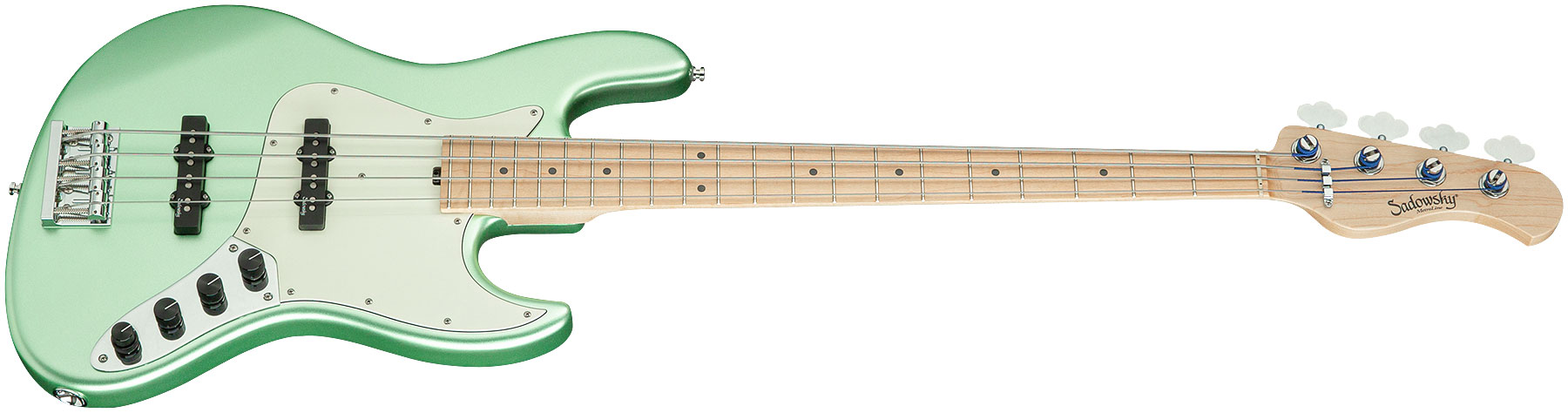 Sadowsky Vintage J/j Bass 21 Fret Ash 4c Metroline All Active Mn - Sage Green Metallic Satin - Basse Électrique Solid Body - Variation 1