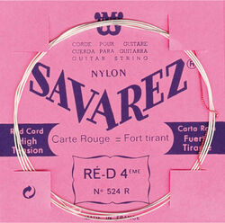 Cordes guitare classique nylon Savarez 524R Ré/D  4 Rouge Tirant Fort - Corde au détail