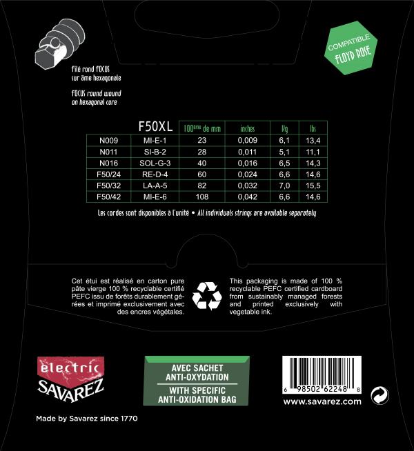 Savarez Jeu De 6 Cordes F50xl Focus 09-42 - Cordes Guitare Électrique - Variation 1