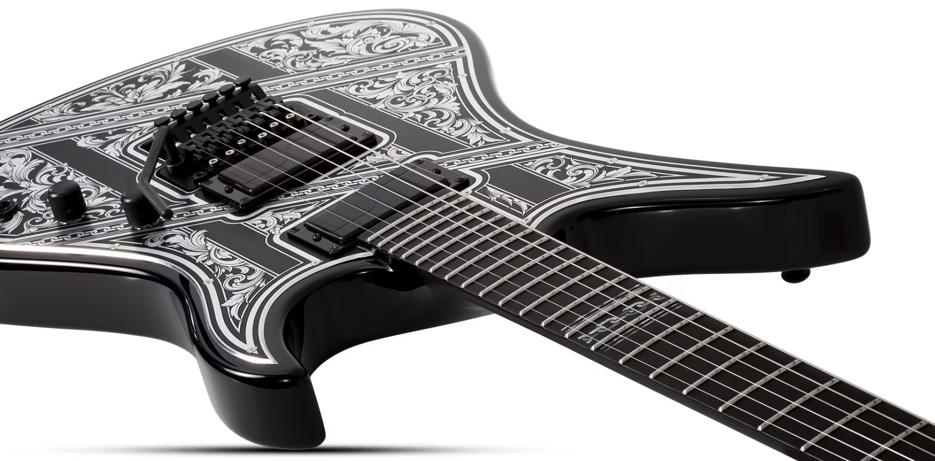 Schecter Avenger Pryzm Palladium 2h Fishman Fluence Modern Fr Eb - Gloss Black - Guitare Électrique 7 Cordes - Variation 2
