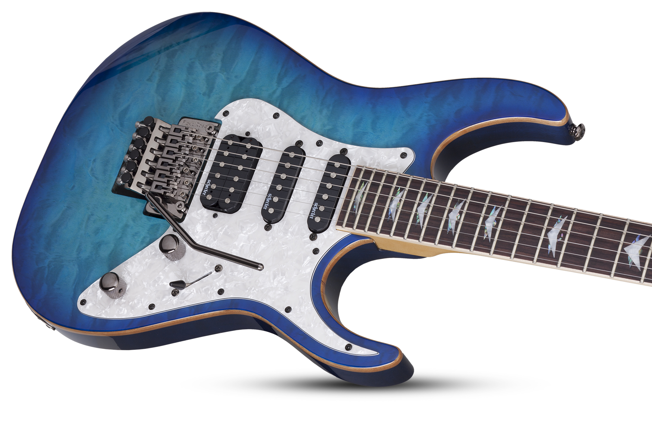 Schecter Banshee-6 Fr Extreme Hh Rw - Ocean Blue Burst - Guitare Électrique Forme Str - Variation 2