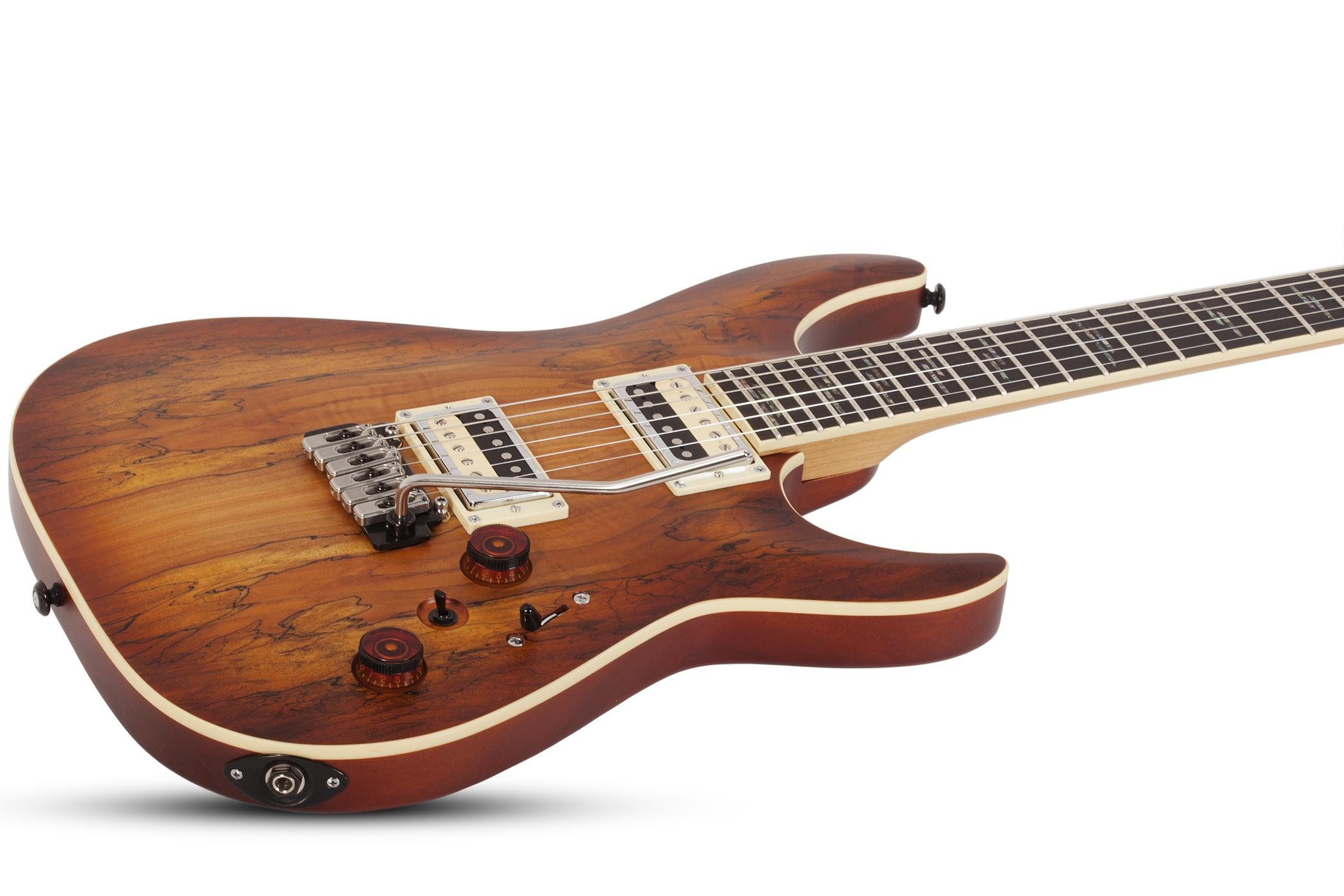 Schecter C-1 Exotic Spalted Maple 2h Trem Eb - Satin Natural Vintage Burst - Guitare Électrique Forme Str - Variation 1