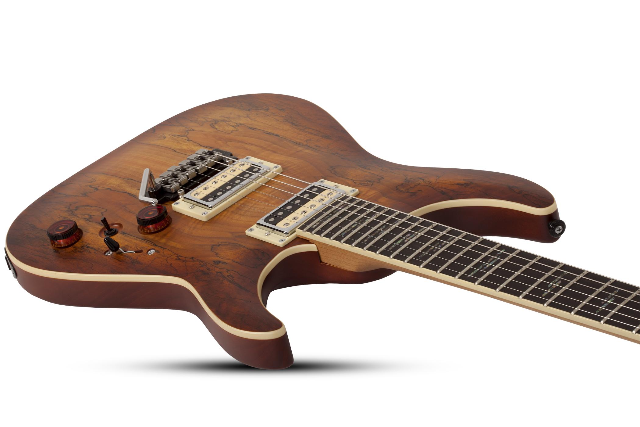 Schecter C-1 Exotic Spalted Maple 2h Trem Eb - Satin Natural Vintage Burst - Guitare Électrique Forme Str - Variation 2