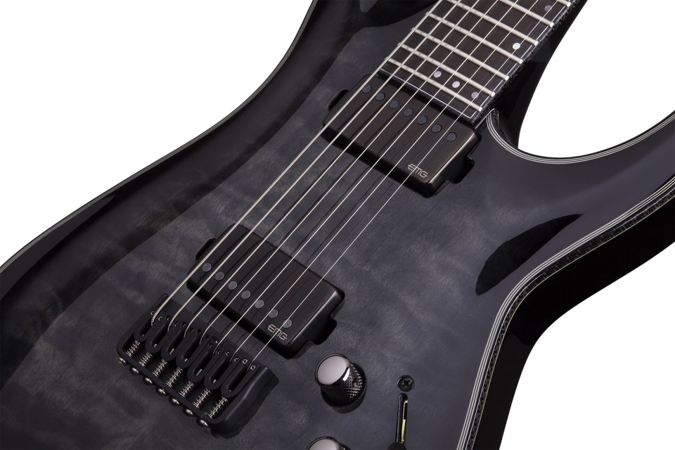 Schecter C-7 Hellraiser Hybrid 7c 2h Emg Ht - Trans Black Burst - Guitare Électrique 7 Cordes - Variation 2