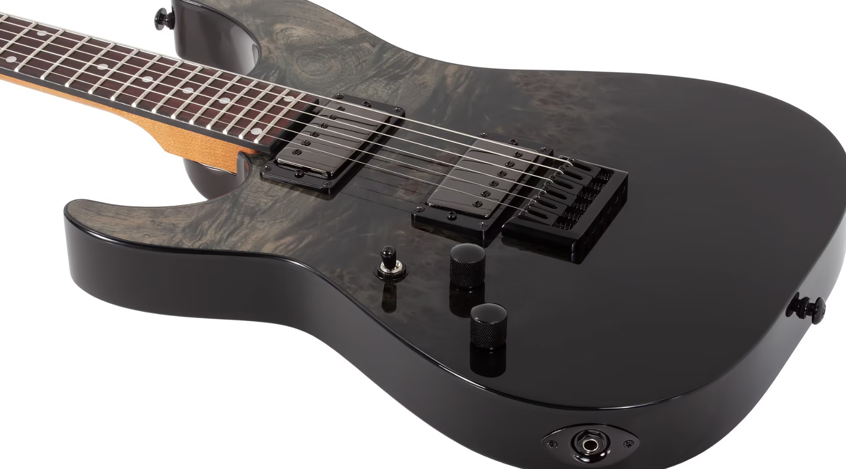 Schecter C-1 Standard Lh Gaucher 2h Ht Rw - Black Fade Burst Burl - Guitare Électrique Forme Str - Variation 1