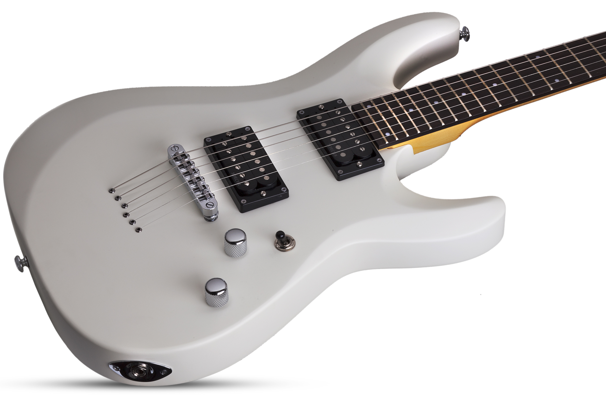 Schecter C-6 Deluxe 2h Ht Rw - Satin White - Guitare Électrique Double Cut - Variation 1