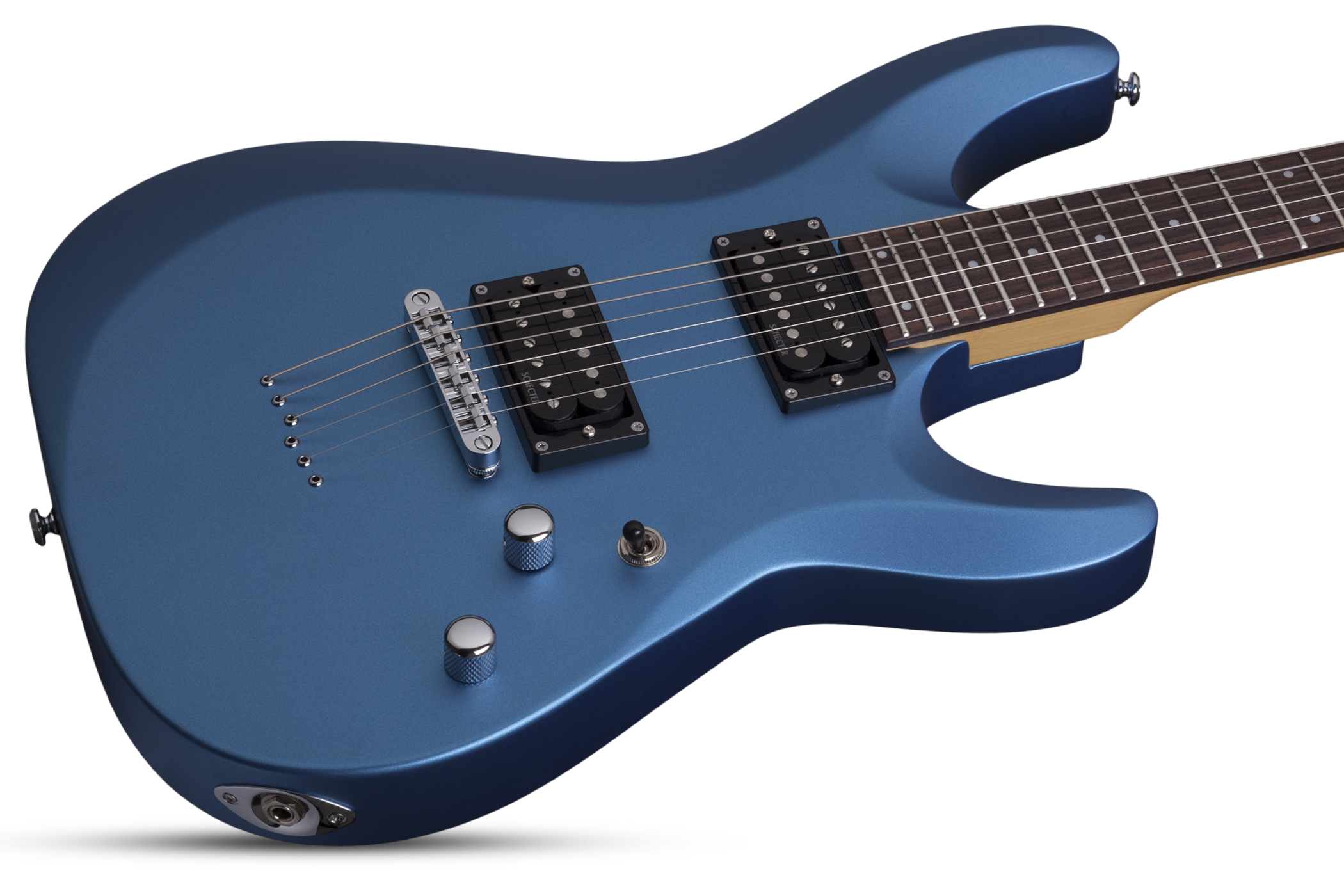 Schecter C-6 Deluxe 2h Ht Rw - Satin Metallic Light Blue - Guitare Électrique Double Cut - Variation 2