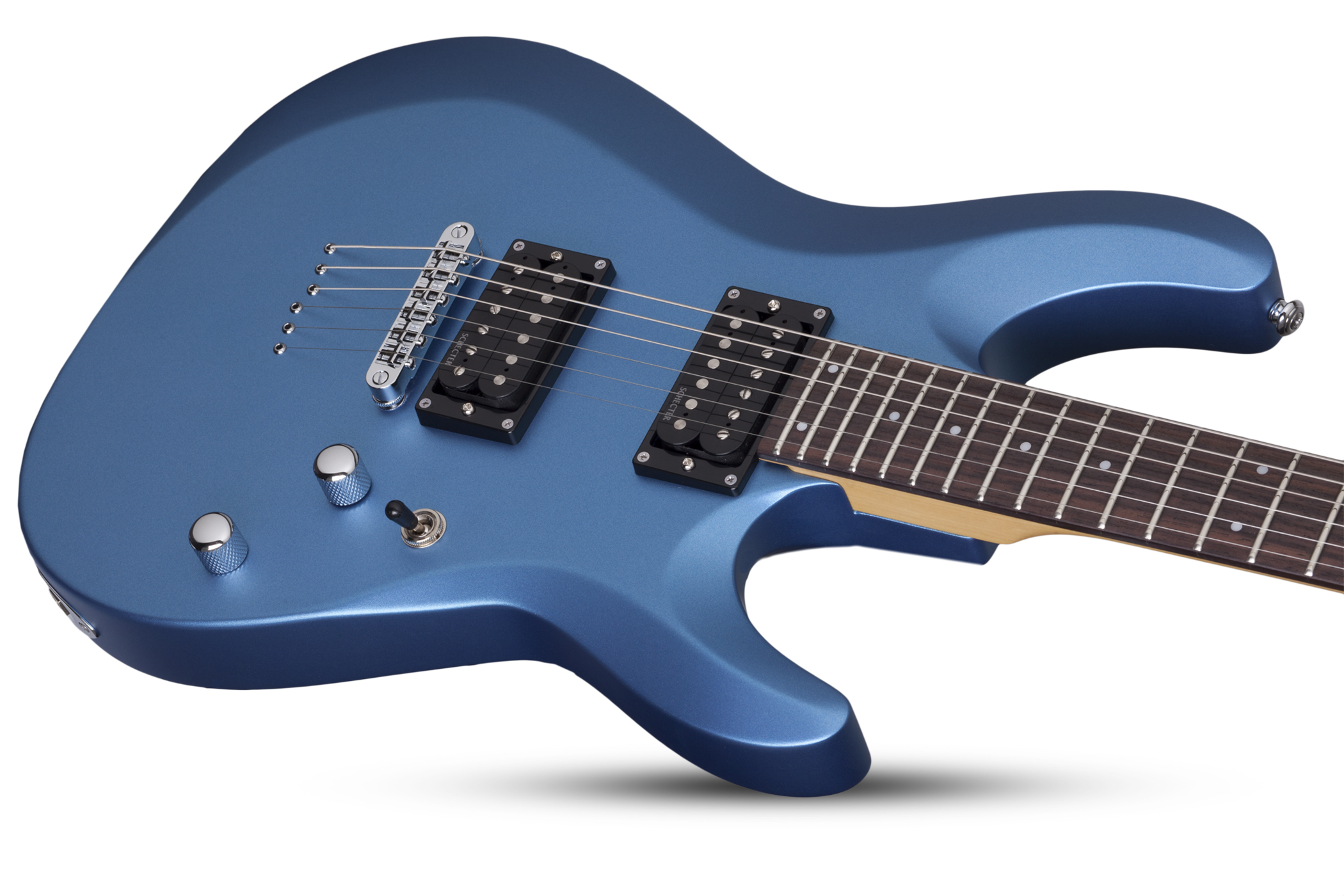 Schecter C-6 Deluxe 2h Ht Rw - Satin Metallic Light Blue - Guitare Électrique Double Cut - Variation 3
