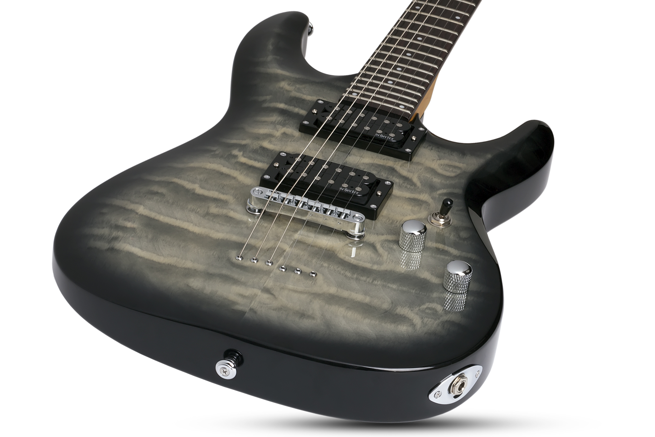 Schecter C-6 Plus 2h Ht Rw - Charcoal Burst - Guitare Électrique Double Cut - Variation 1