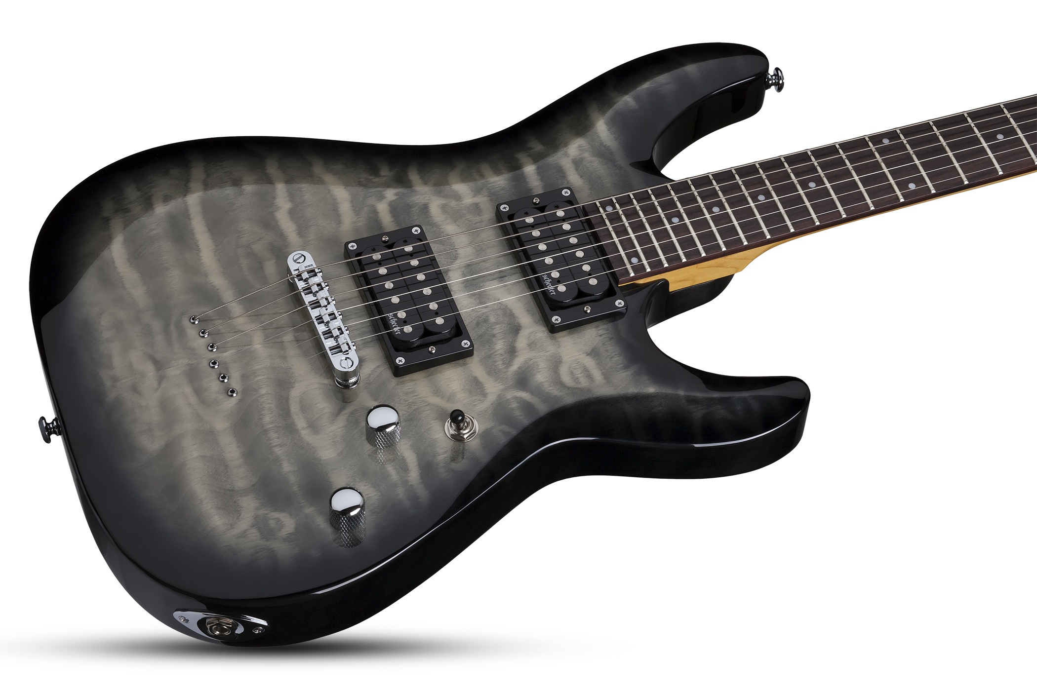 Schecter C-6 Plus 2h Ht Rw - Charcoal Burst - Guitare Électrique Double Cut - Variation 2