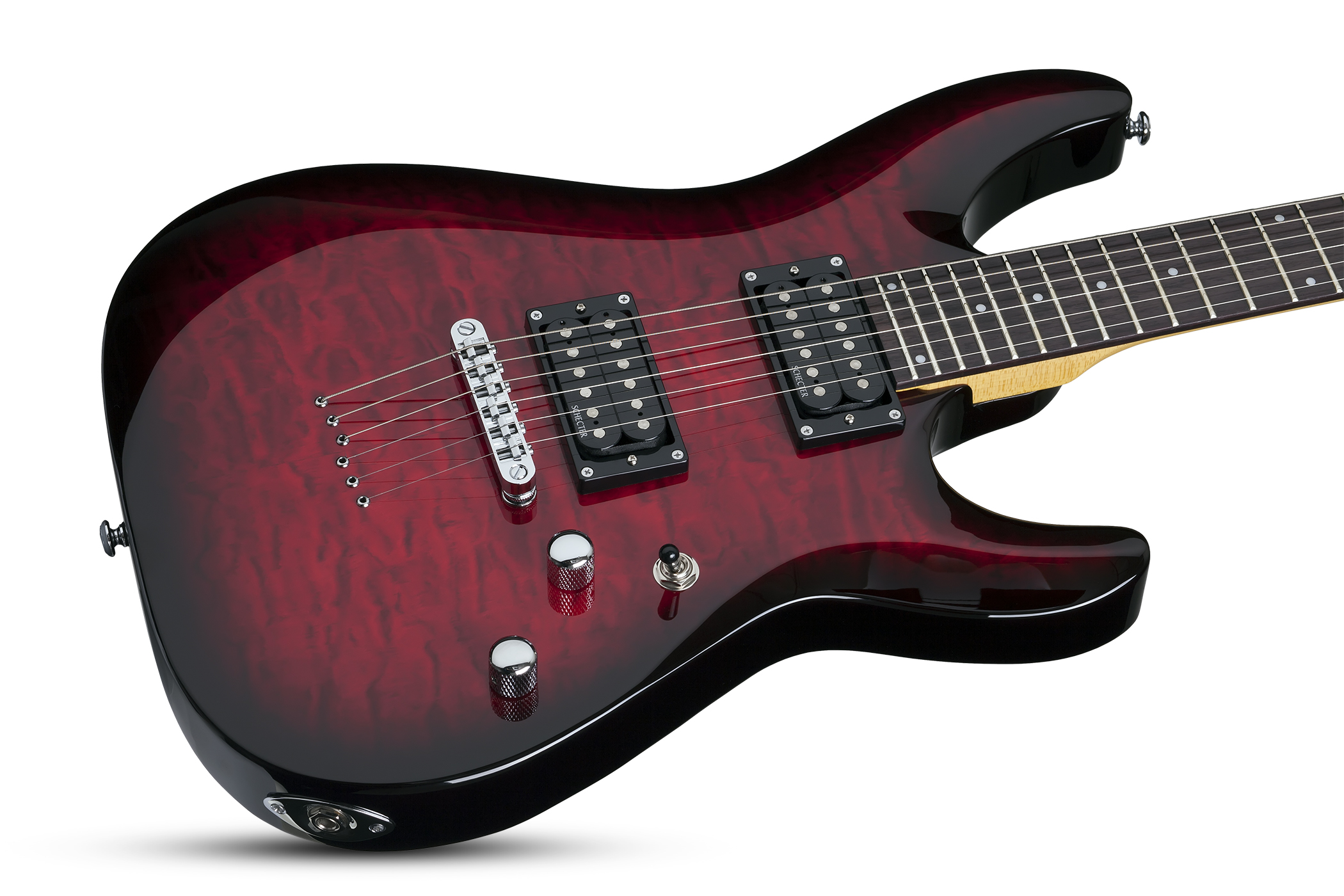 Schecter C-6 Plus 2h Ht Rw - See-thru Cherry Burst - Guitare Électrique Double Cut - Variation 2