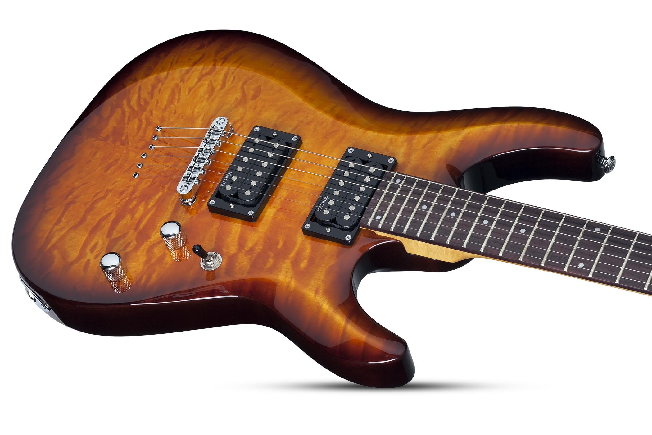 Schecter C-6 Plus 2h Ht Rw - Vintage Sunburst - Guitare Électrique Double Cut - Variation 1