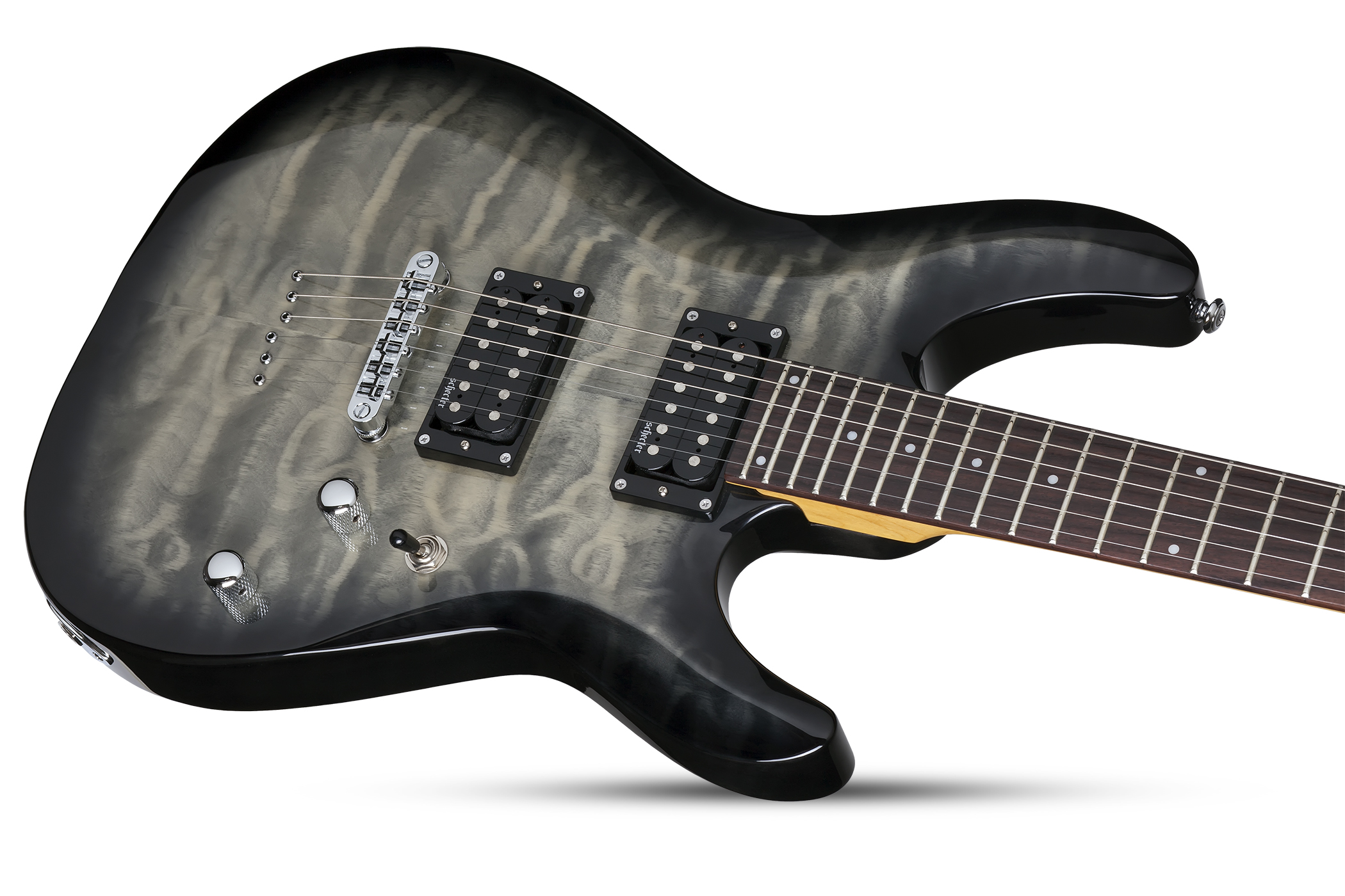 Schecter C-6 Plus 2h Ht Rw - Charcoal Burst - Guitare Électrique Double Cut - Variation 3