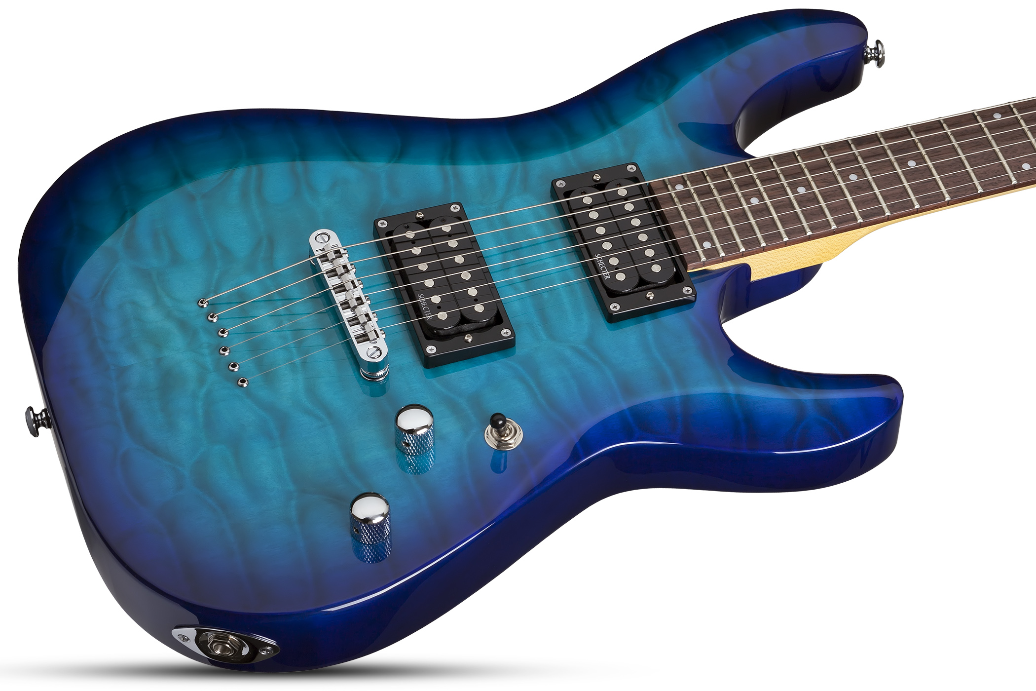 Schecter C-6 Plus 2h Ht Rw - Ocean Blue Burst - Guitare Électrique Double Cut - Variation 3