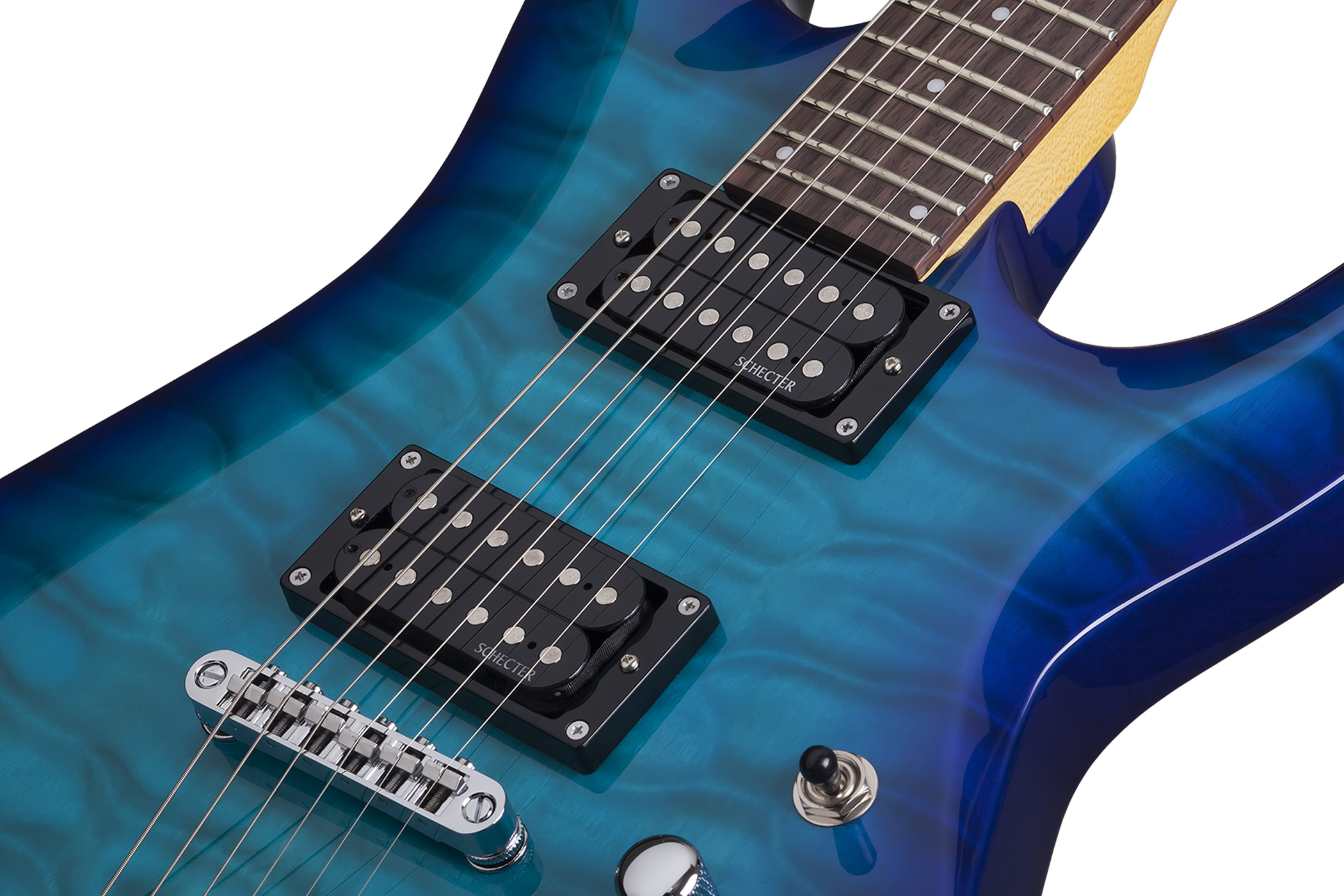 Schecter C-6 Plus 2h Ht Rw - Ocean Blue Burst - Guitare Électrique Double Cut - Variation 4