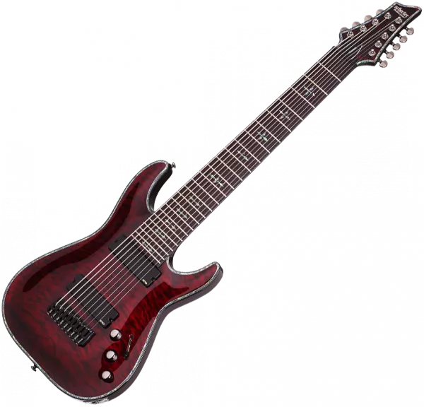 Guitare électrique baryton Schecter Hellraiser C-9 - Black cherry