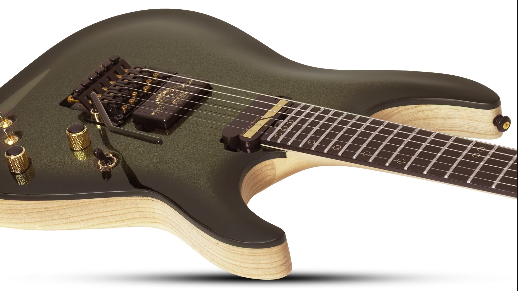 Schecter C1 Fr-s 50th Ann. 2h Sustainiac Fr Eb - 50th Gold Burst - Guitare Électrique MÉtal - Variation 3