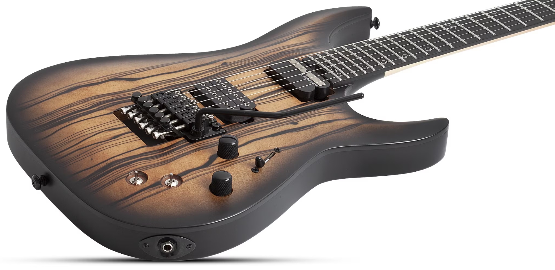 Schecter C1 Fr-s Pale Moon 2h Sustainac Fr Ric - Natural Satin Black Burst - Guitare Électrique Forme Str - Variation 1