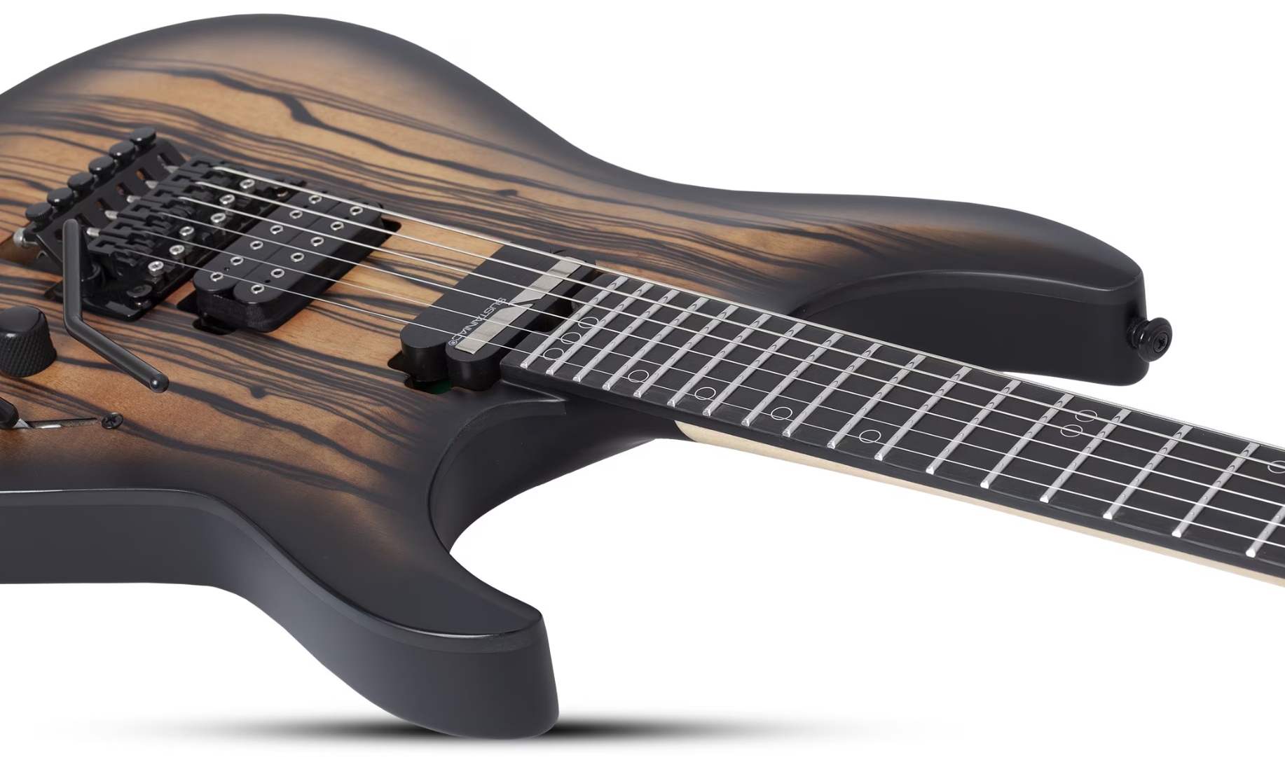 Schecter C1 Fr-s Pale Moon 2h Sustainac Fr Ric - Natural Satin Black Burst - Guitare Électrique Forme Str - Variation 2