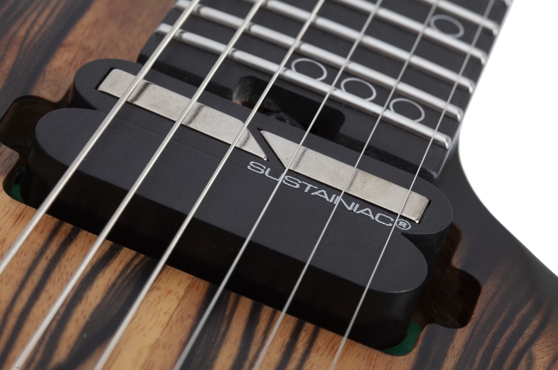 Schecter C1 Fr-s Pale Moon 2h Sustainac Fr Ric - Natural Satin Black Burst - Guitare Électrique Forme Str - Variation 3