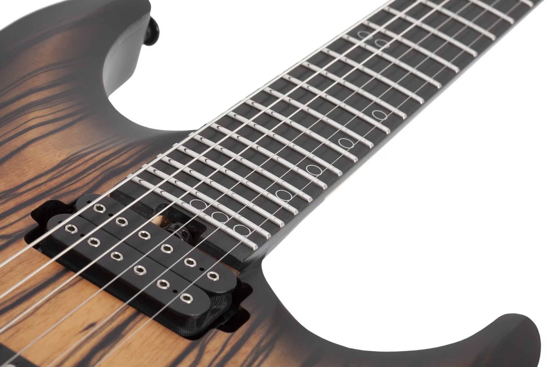 Schecter C1 Pale Moon 2h Ht Ric - Natural Satin Black Burst - Guitare Électrique Forme Str - Variation 3