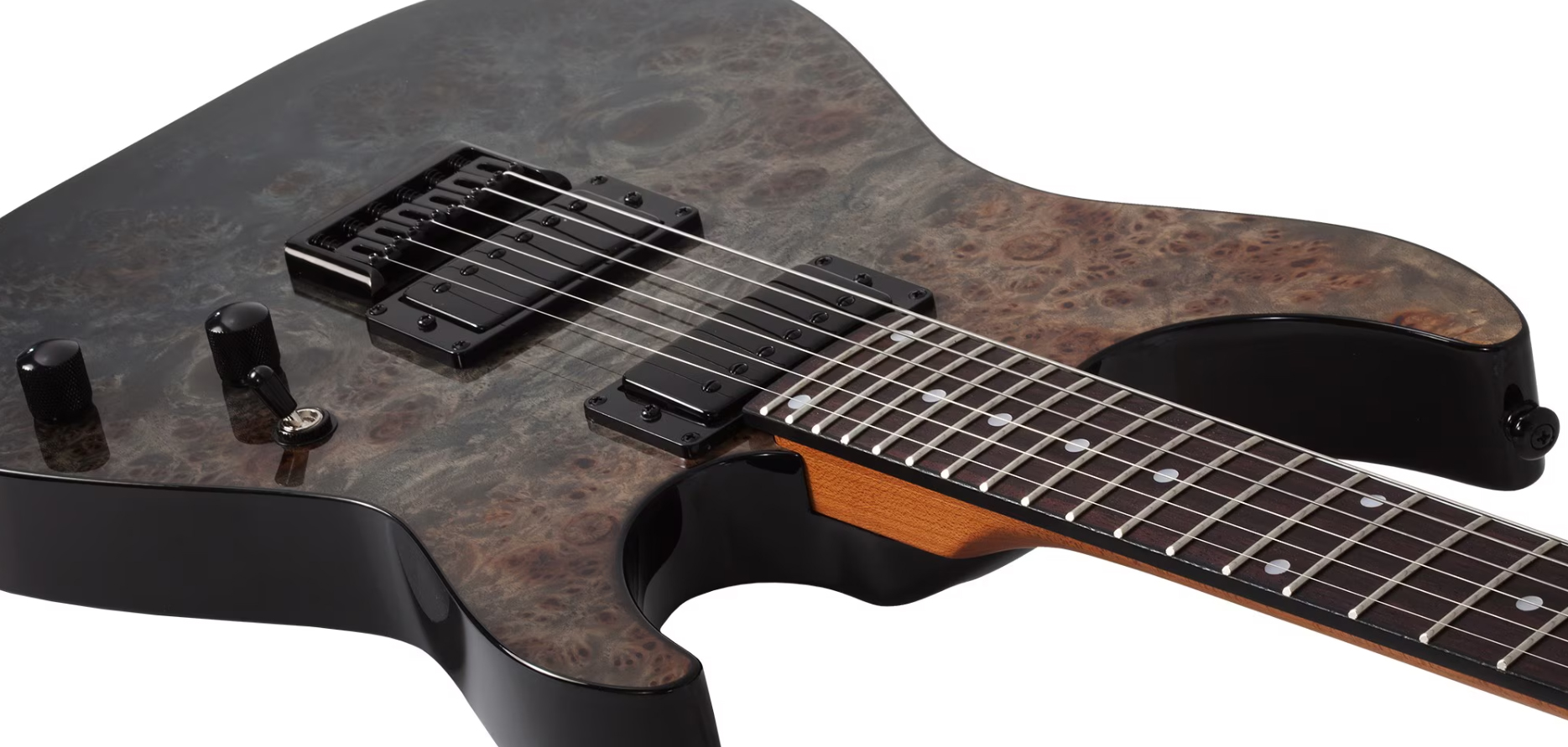 Schecter C1 Standard 2h Ht Rw - Black Fade Burst Burl - Guitare Électrique Forme Str - Variation 2