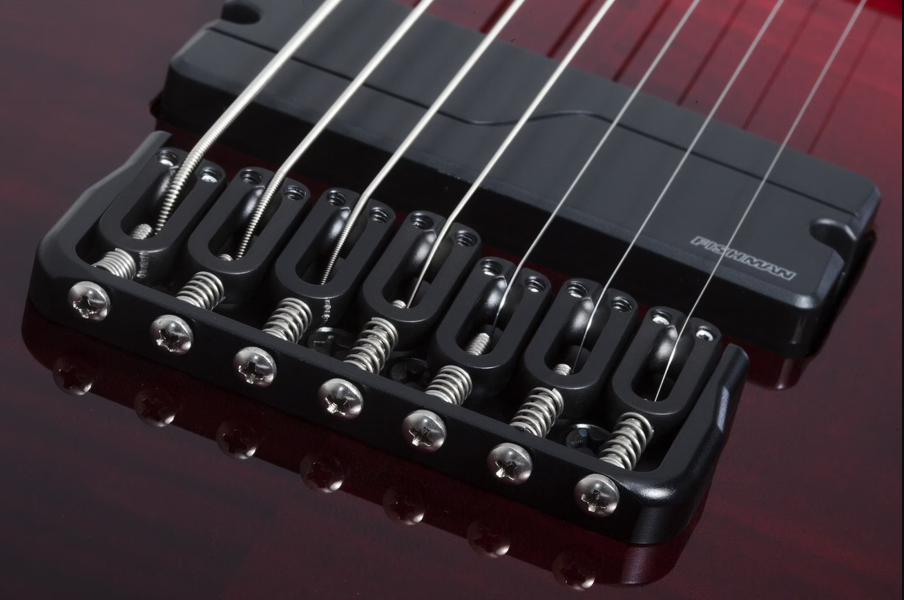 Schecter C7 Sls Elite 7c Baryton 2h Fishman Fluence Ht Eb - Blood Burst - Guitare Électrique Baryton - Variation 4