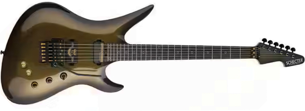 Schecter Avenger Fr-s 50th Ann. 2h Sustainiac Fr Eb - 50th Gold Burst - Guitare Électrique MÉtal - Main picture