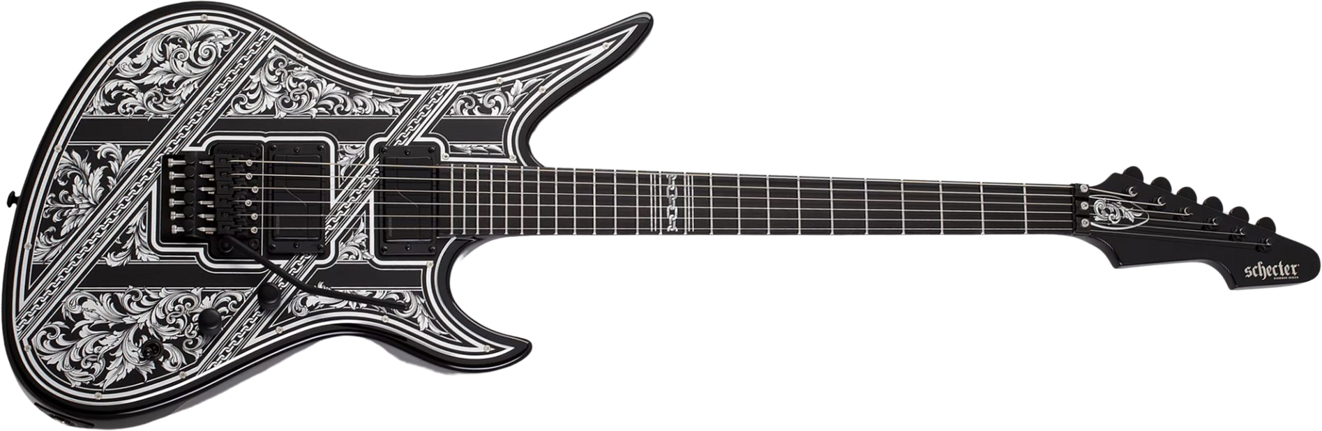 Schecter Avenger Pryzm Palladium 2h Fishman Fluence Modern Fr Eb - Gloss Black - Guitare Électrique 7 Cordes - Main picture