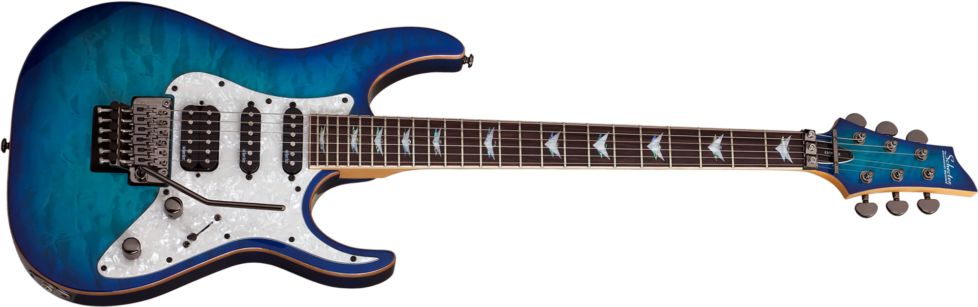 Schecter Banshee-6 Fr Extreme Hh Rw - Ocean Blue Burst - Guitare Électrique Forme Str - Main picture