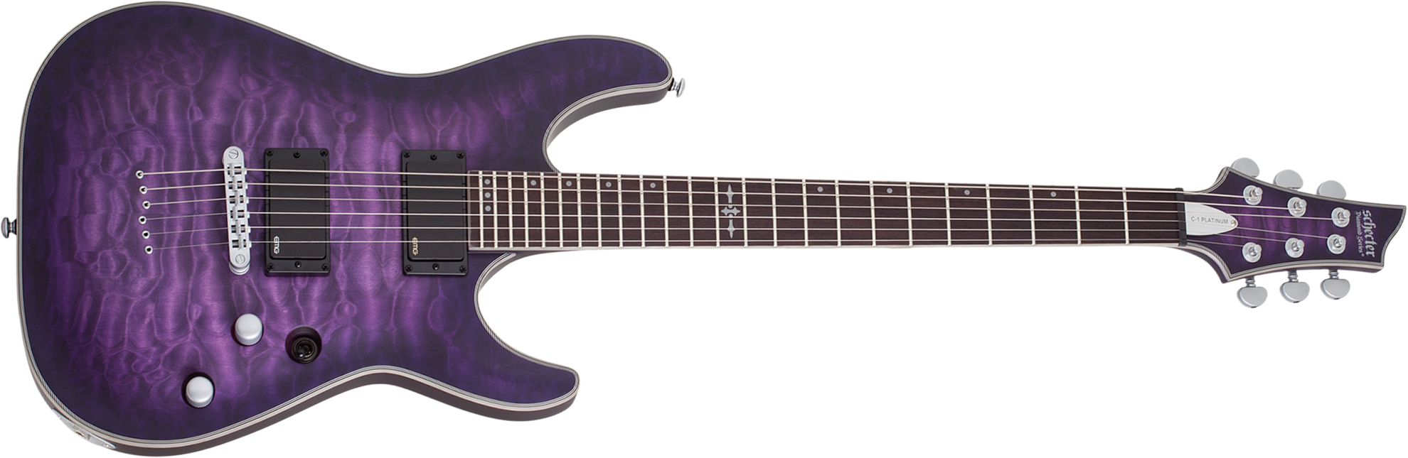 Schecter C-1 Platinum 2h Emg Ht Eb - Satin Purple Burst - Guitare Électrique Forme Str - Main picture