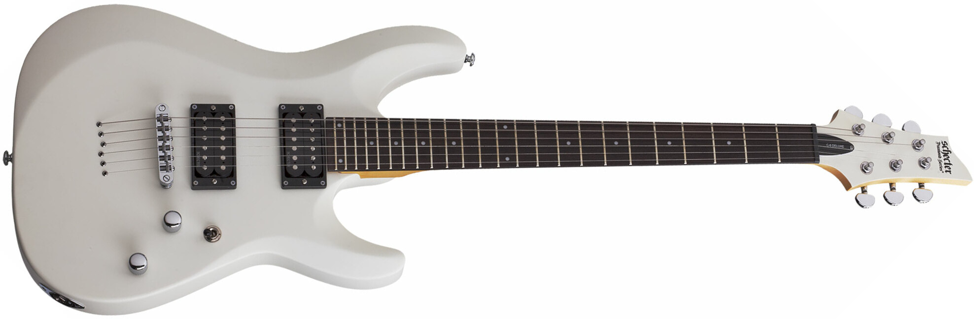 Schecter C-6 Deluxe 2h Ht Rw - Satin White - Guitare Électrique Double Cut - Main picture