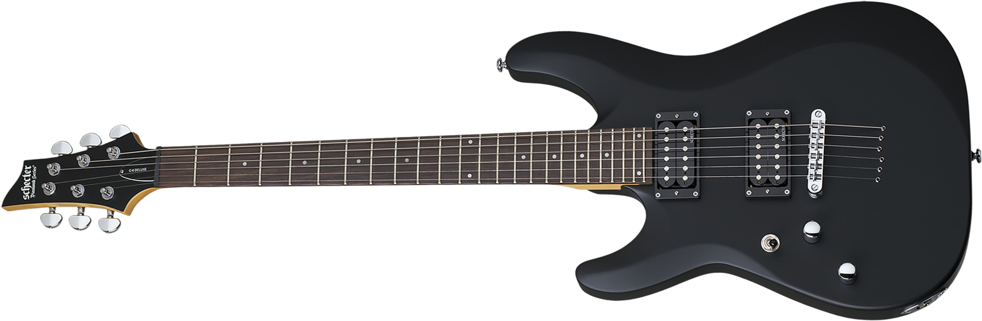 Schecter C-6 Deluxe Lh Gaucher 2h Ht Rw - Satin Black - Guitare Électrique Gaucher - Main picture