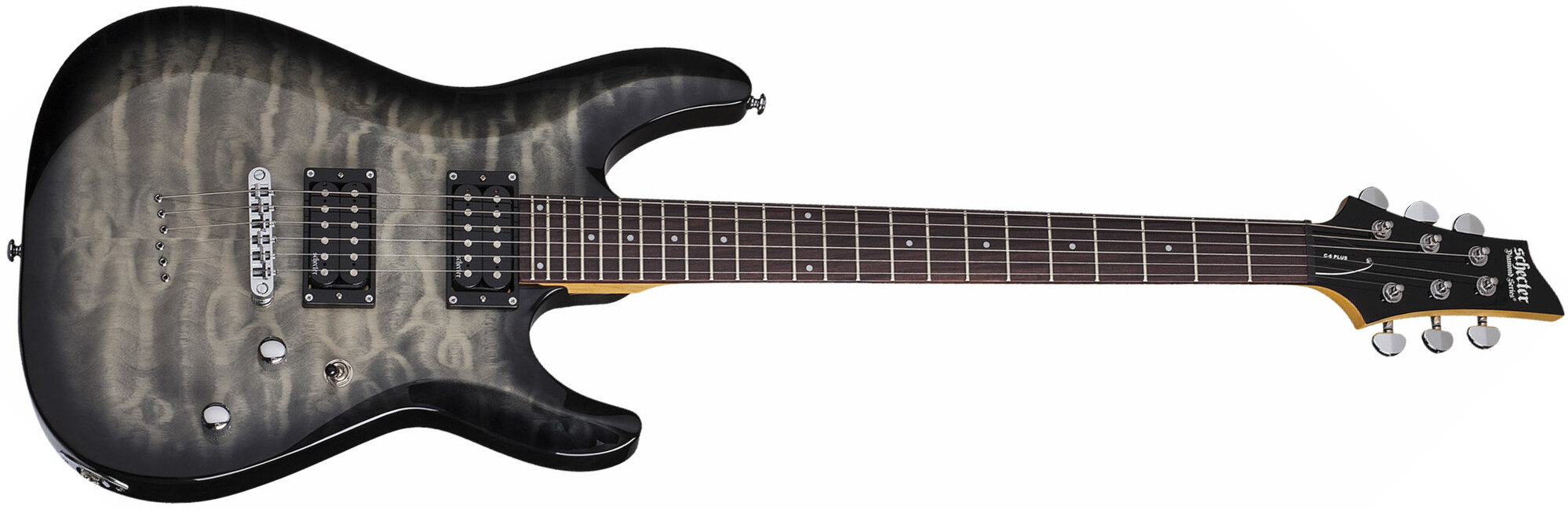 Schecter C-6 Plus 2h Ht Rw - Charcoal Burst - Guitare Électrique Double Cut - Main picture