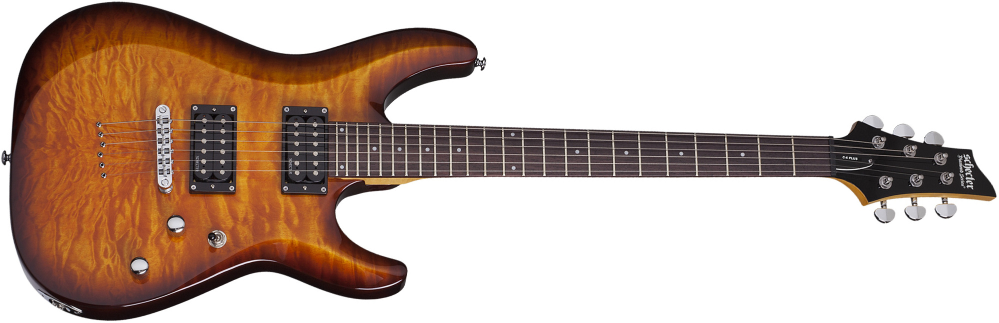 Schecter C-6 Plus 2h Ht Rw - Vintage Sunburst - Guitare Électrique Double Cut - Main picture