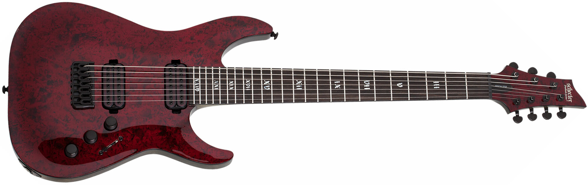 Schecter C-7 Apocalypse 2h Ht Eb - Red Reign - Guitare Électrique 7 Cordes - Main picture