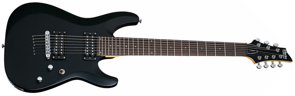 Schecter C-7 Deluxe 2h Ht Rw - Satin Black - Guitare Électrique 7 Cordes - Main picture