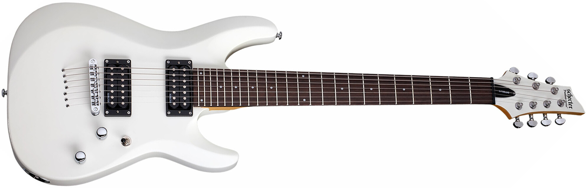 Schecter C-7 Deluxe 7c 2h Ht Rw - Satin White - Guitare Électrique 7 Cordes - Main picture