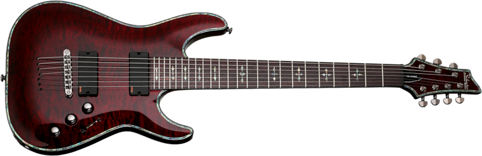 Schecter C-7 Hellraiser 7c 2h Emg Ht Rw - Black Cherry Gloss - Guitare Électrique 7 Cordes - Main picture