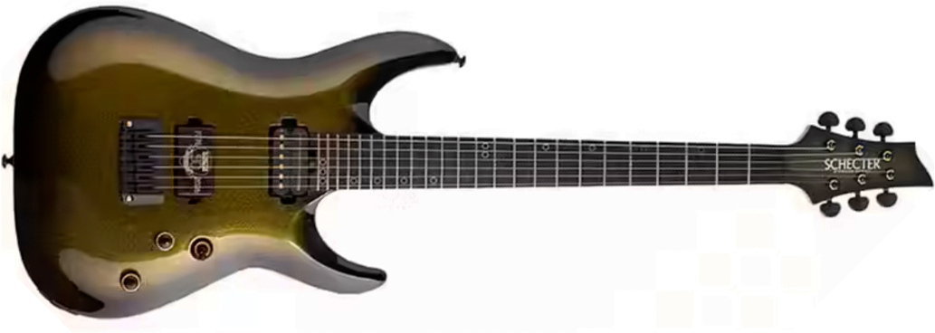 Schecter C1 50th Ann. 2h Ht Eb - 50th Gold Burst - Guitare Électrique MÉtal - Main picture