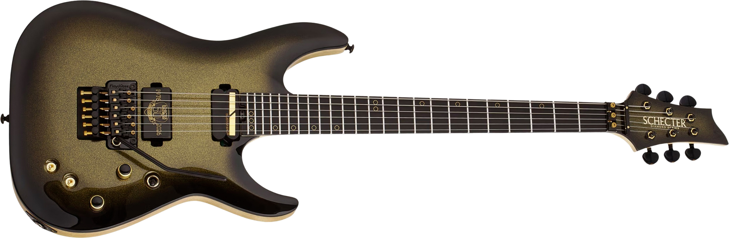 Schecter C1 Fr-s 50th Ann. 2h Sustainiac Fr Eb - 50th Gold Burst - Guitare Électrique MÉtal - Main picture