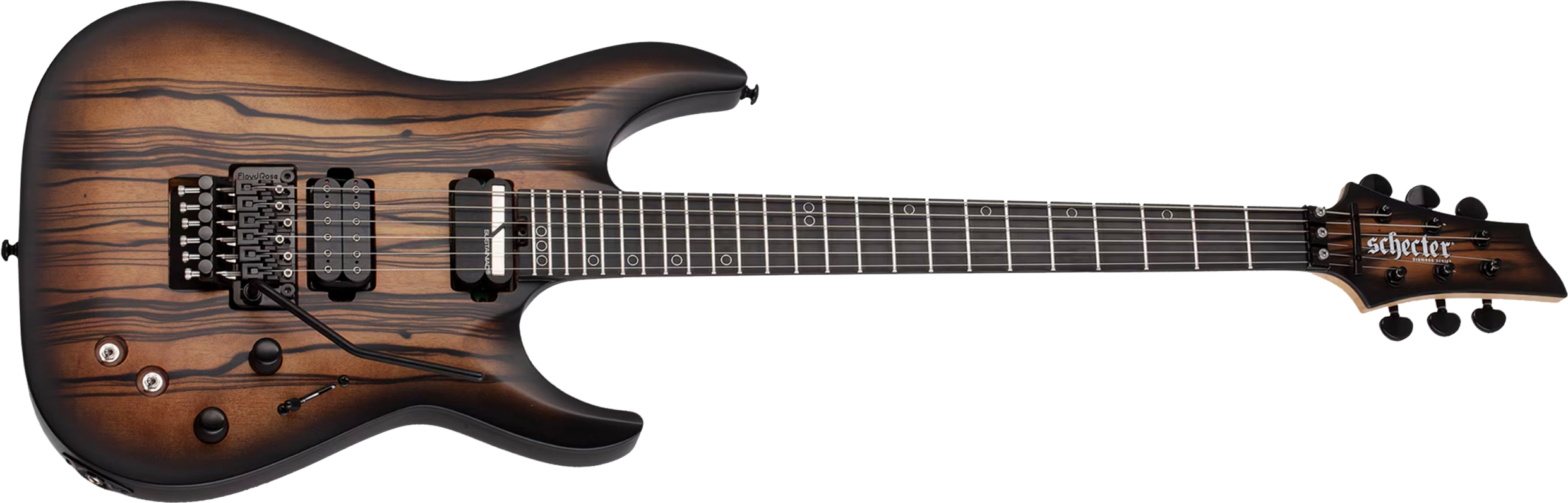 Schecter C1 Fr-s Pale Moon 2h Sustainac Fr Ric - Natural Satin Black Burst - Guitare Électrique Forme Str - Main picture
