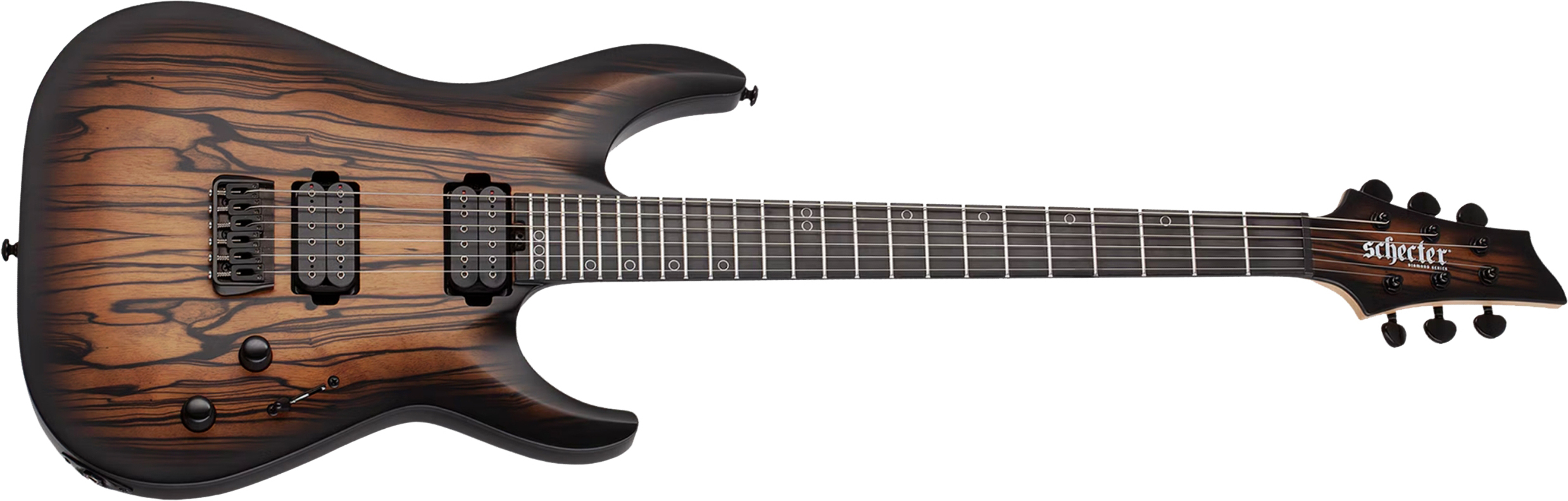 Schecter C1 Pale Moon 2h Ht Ric - Natural Satin Black Burst - Guitare Électrique Forme Str - Main picture
