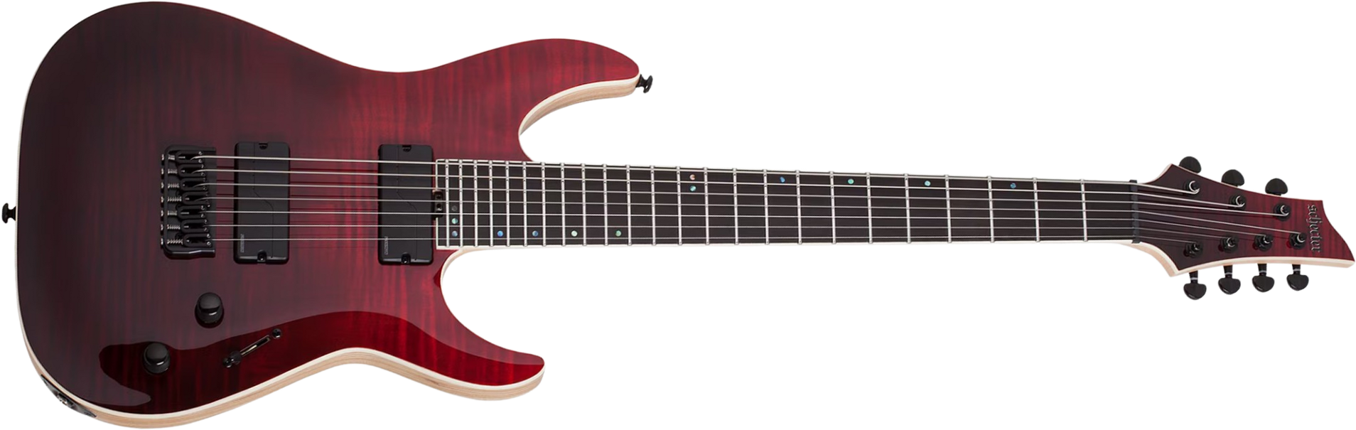 Schecter C7 Sls Elite 7c Baryton 2h Fishman Fluence Ht Eb - Blood Burst - Guitare Électrique Baryton - Main picture