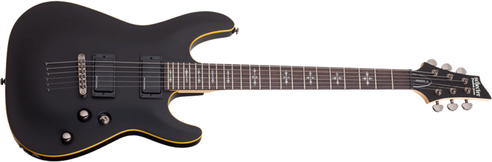 Schecter Demon-6 2h Ht Rw - Aged Black Satin - Guitare Électrique Forme Str - Main picture