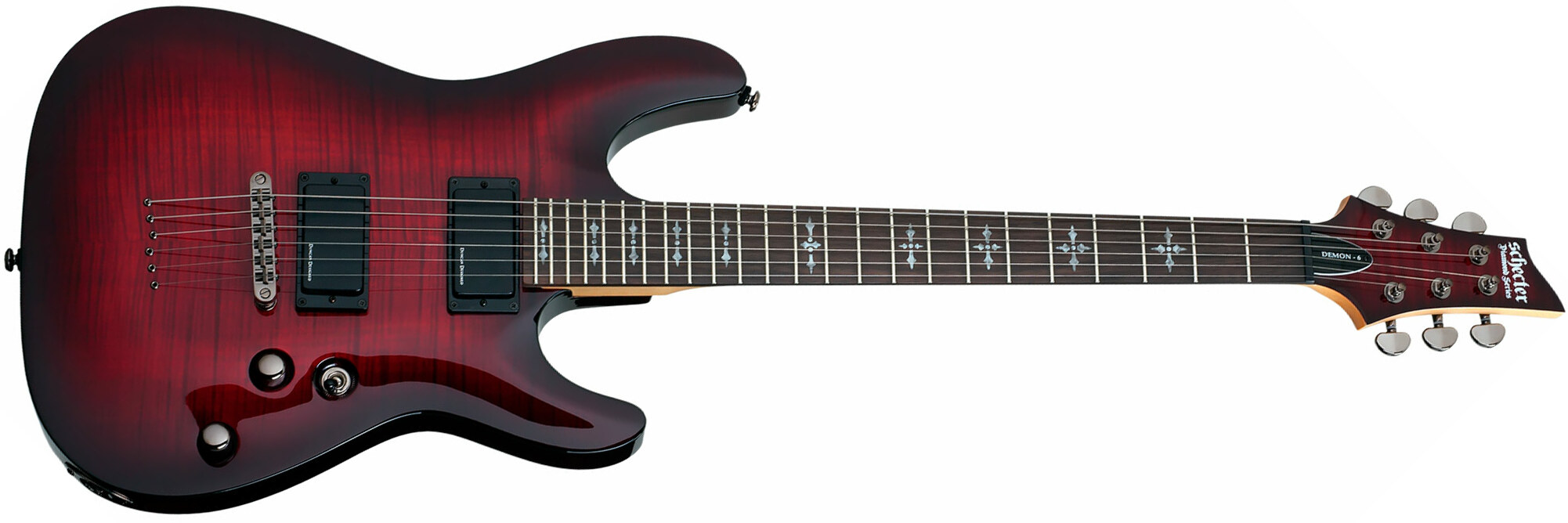 Schecter Demon-6 2h Ht Rw - Crimson Red Burst - Guitare Électrique Forme Str - Main picture